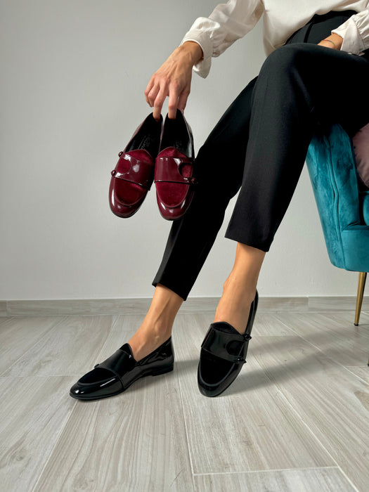 Slip on "Ballerina" doppia fibbia NERA